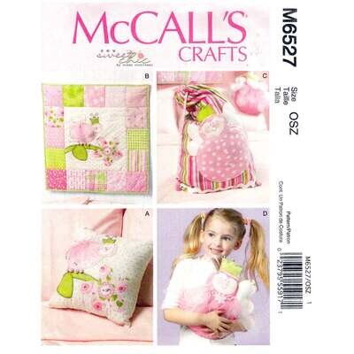 McCall's 6527 Girls Whimsical Room Decor Pattern Bug Pillow, Bag