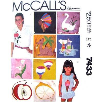 McCall's 7433 Embroidery Transfers Fruit Animals Flowers