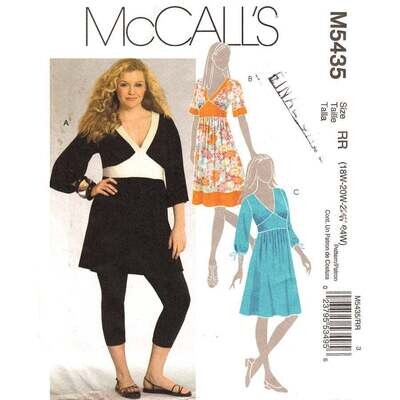 McCall's 5435 Midriff Band Tunic, Dress Pattern Size 18 to 24