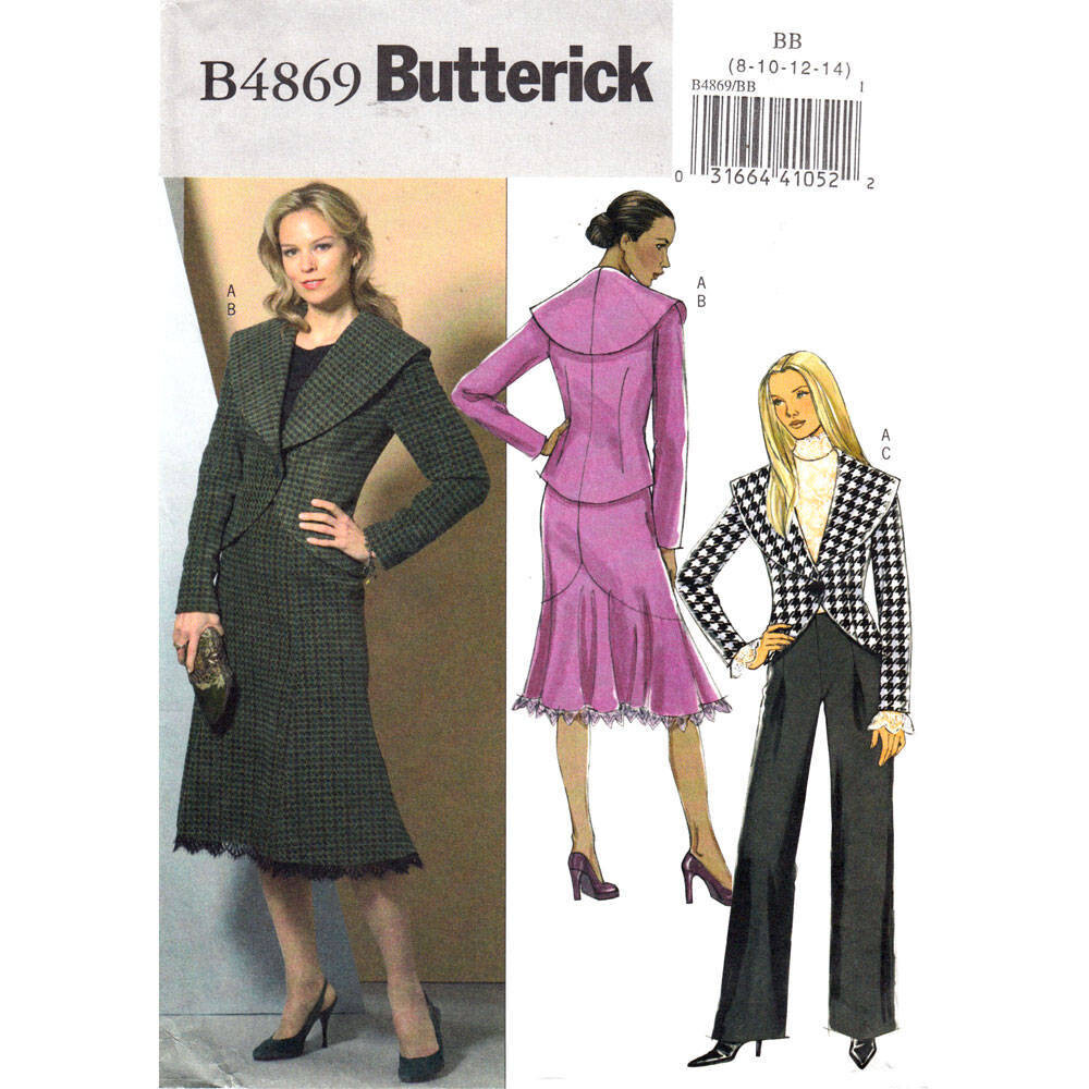 Butterick 4869 Shawl Collar Jacket, Godet Skirt, Pants Pattern