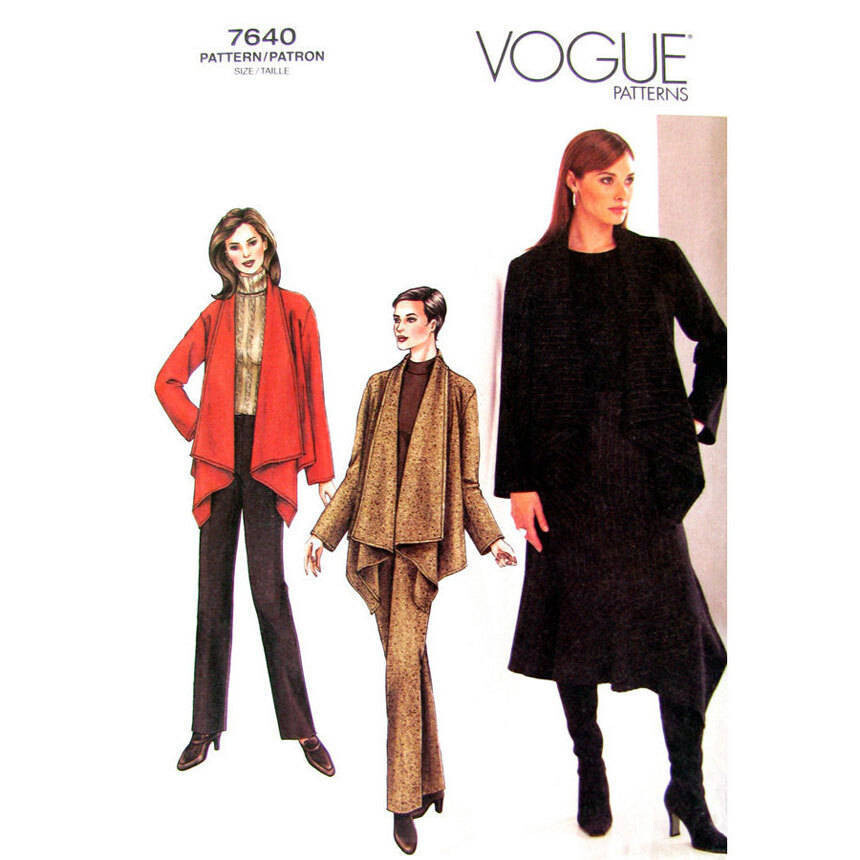Vogue 7640 Shaped Hem Jacket, Skirt, Pants Sewing Pattern