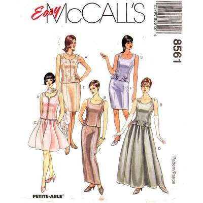 McCall's 8561 Evening Top, Slim or Full Maxi Skirt Pattern