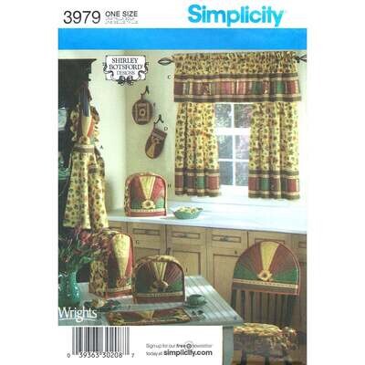 Simplicity 3979 Kitchen Pattern Apron, Cushion, Curtains