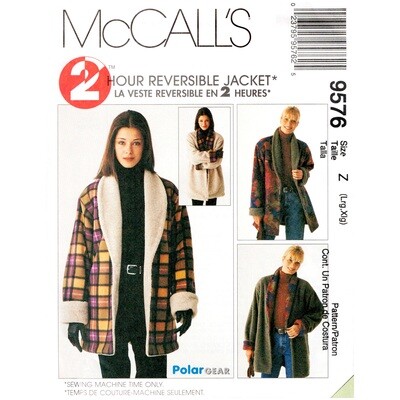 McCall's 9576 Reversible Jacket Pattern Shawl Collar