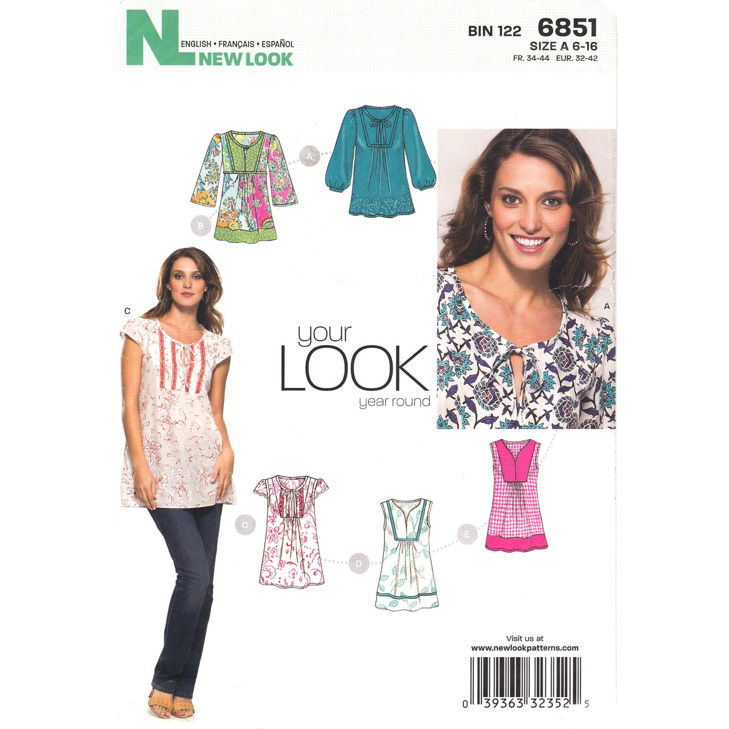 New Look 6851 Smock Tunic Top Sewing Pattern