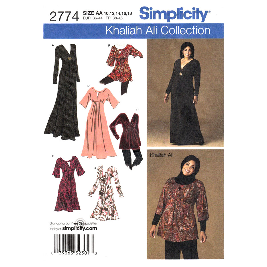 Simplicity 2774 Empire Dress or Tunic Pattern Pattern Khaliah Ali