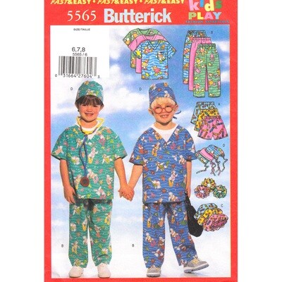 Butterick 5565 Kids Scrubs Pattern Nurse or Doctor Costume