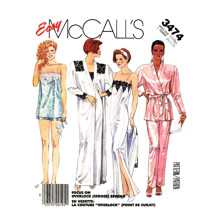 McCall's 3474 Robe, Nightgown, Camisole Pajama Pattern