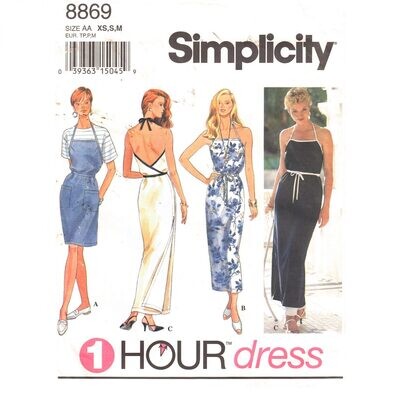 Simplicity 8869 Apron Wrap Halter Dress Pattern Low Back