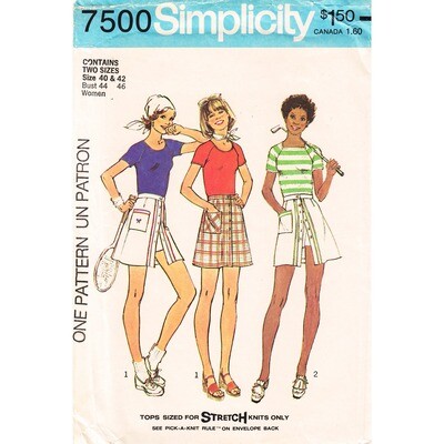 70s Raglan Top, Pantskirt Pattern Simplicity 7500 Plus Size