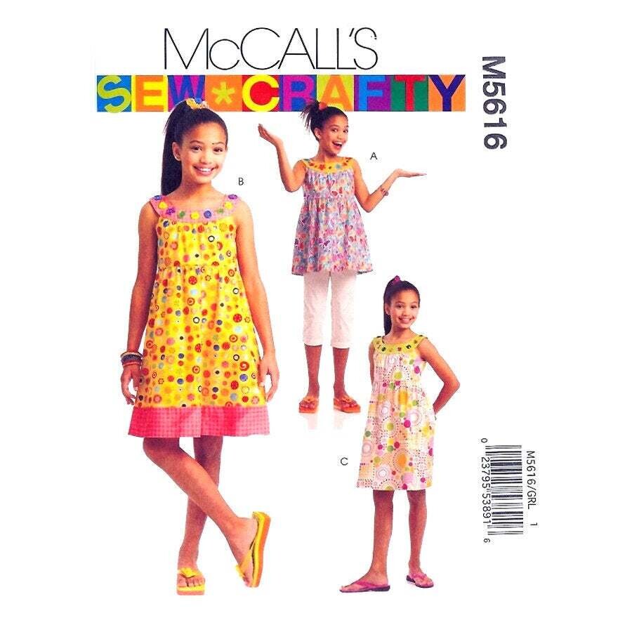 McCall's 5616 Girls Dress or Top Sewing Pattern