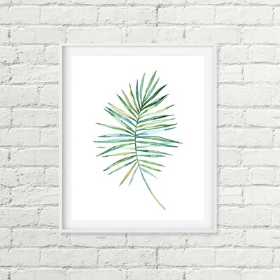 Palm Leaf Printable Art, Green Woodland Nature Art
