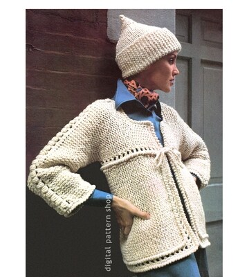 Pixie Hat & Jacket Knitting Pattern, Crochet Joining and Edging