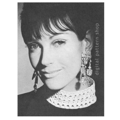 1960s Ring Collar Crochet Pattern for Women, Stand-Up Collar