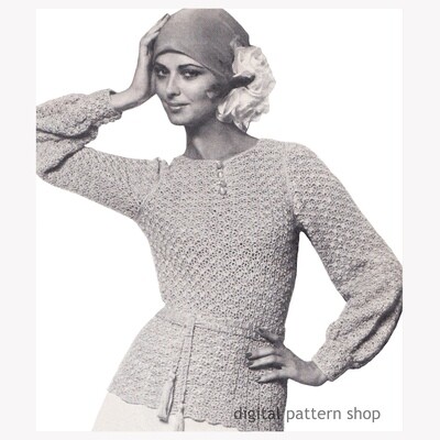 Shell Stitch Blouse Crochet Pattern, Feminine Sweater