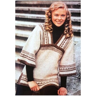 70s Tunic Top Knitting Pattern for Women, Casual Sweater