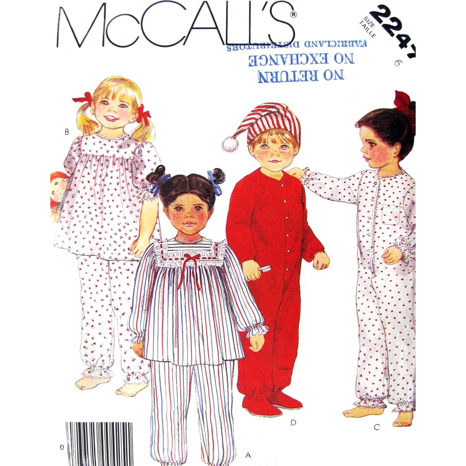 McCall's 2247 Kids Two Piece & Jumper Pajama with Feet Pattern