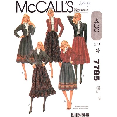 McCall's 7785 Fitted Jacket & Full Skirt Sewing Pattern Size 10