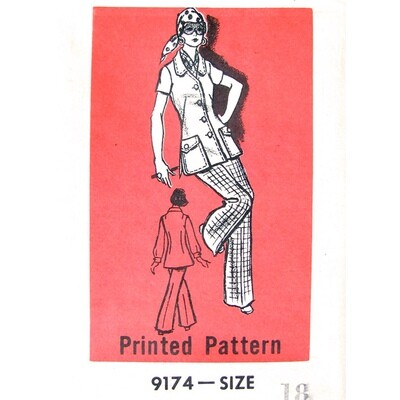 70s Pantsuit Pattern Mail Order 9174 Jacket and Pants Bust 40