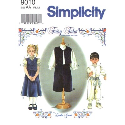 Simplicity 9010 Toddler Shirt, Vest, Pants, Skirt Fairy Tales Pattern