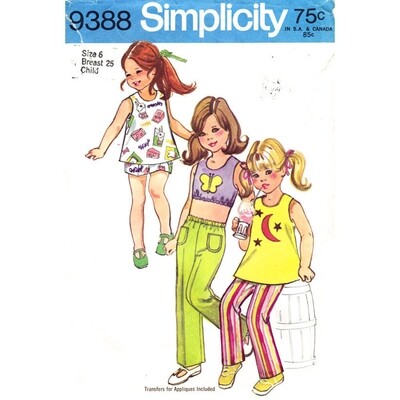 Girls Crop Top, Tunic, Shorts, Pants Pattern Simplicity 9388 Sunsuit