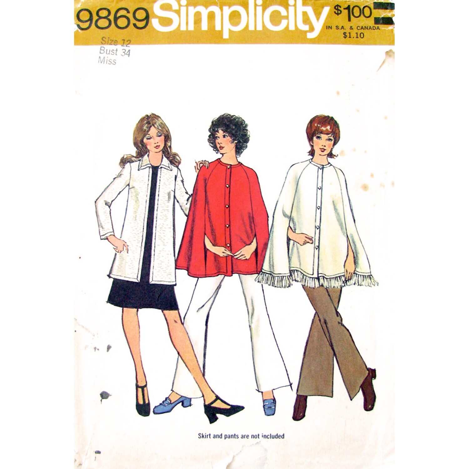 70s Button Front Cape & Cardigan Pattern Simplicity 9869