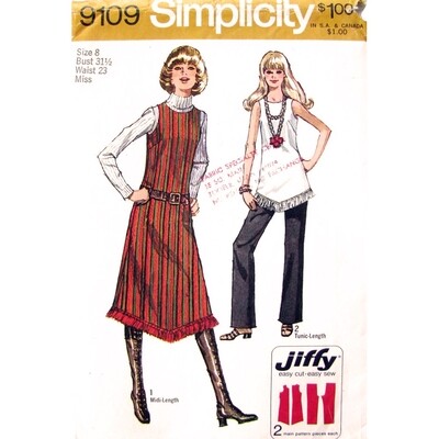 70s Handkerchief Hem Jumper, Tunic, Pants Pattern Simplicity 9109