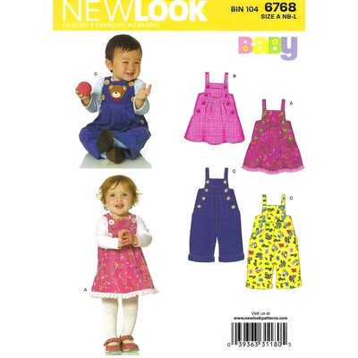 New Look 6768 Jumper and Overalls Pattern Baby Girl or Boy NB S M L