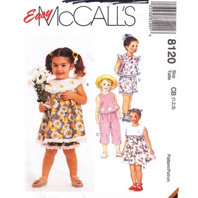 McCall's 8120 Girls Dress, Top, Capri, Shorts, Bloomers Pattern