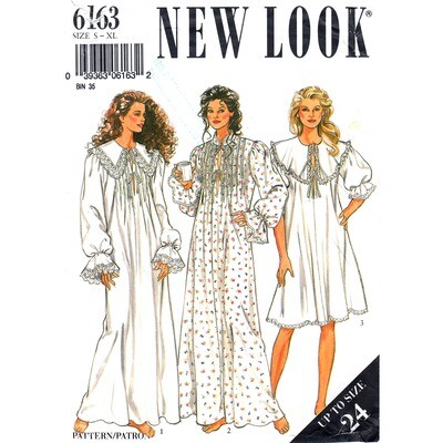 New Look 6163 Victorian Style Nightgown Pattern Size 10 to 24