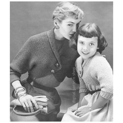 Mom & Me Bolero Shrug Knitting Pattern, Dolman Sweater PDF
