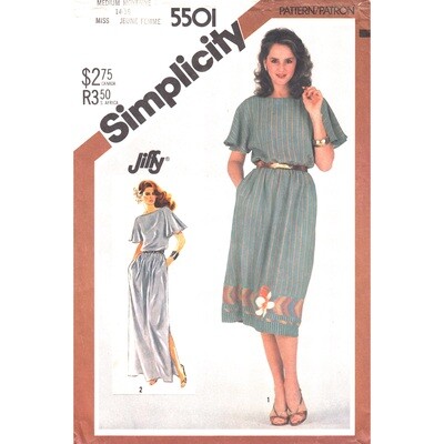 Simplicity 5501 Flutter Sleeve Dress Pattern, Bateau Neck Maxi Dress