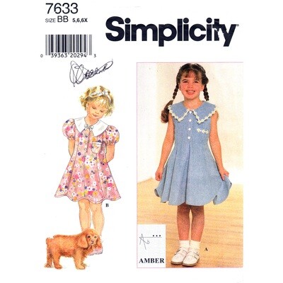 Simplicity 7633 Girls Flared Dress Pattern Scallop Hem Size 5 6 6x