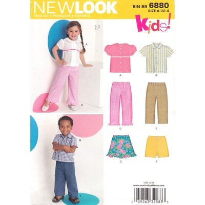 New Look 6880 Toddler Top Skirt Short Pants Pattern Size 1/2 to 4