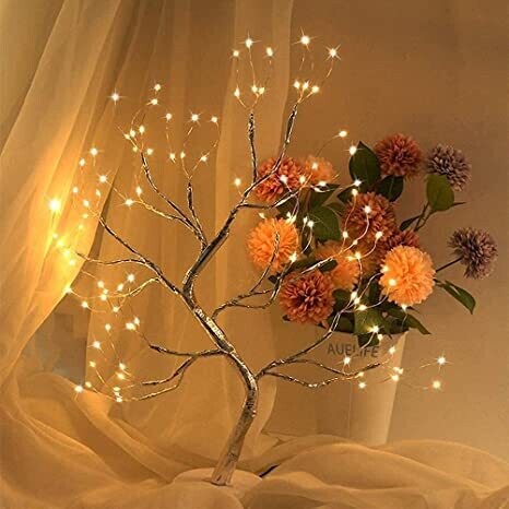 Led Desk Tree Lamp, Desk Table Decor Fairy LED Lights for Home,Bedroom, Indoor,Wedding Party,Decoration Touch Switch Battery Powered or USB Adapter (Fairy Tree Lamp)
