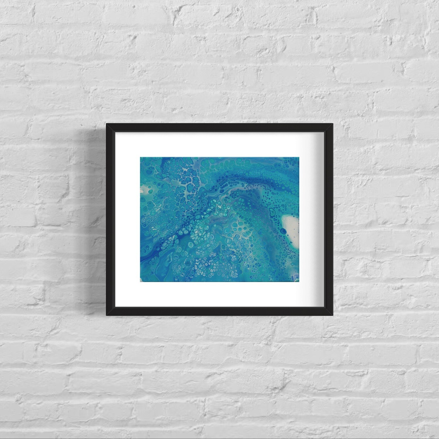 Blue Green Bubbles Abstract Painting Print