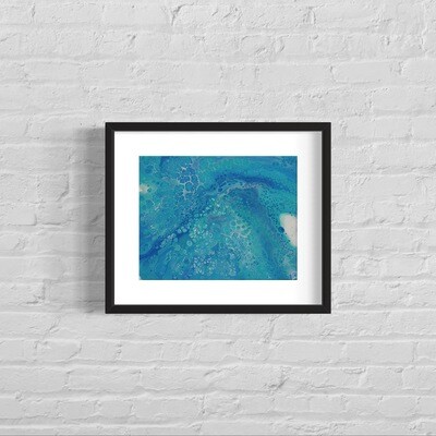 Blue Green Bubbles Abstract Painting Print