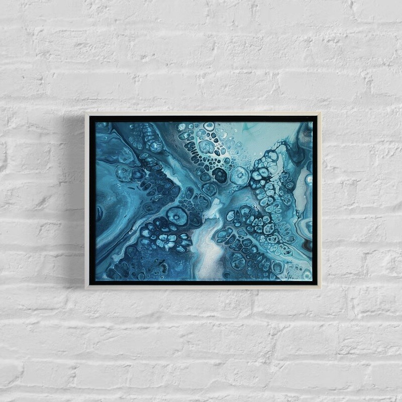 Pacific Ocean Bubbles Abstract Painting - Framed