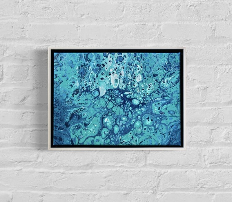 Ocean Bubbles Abstract Painting - Framed