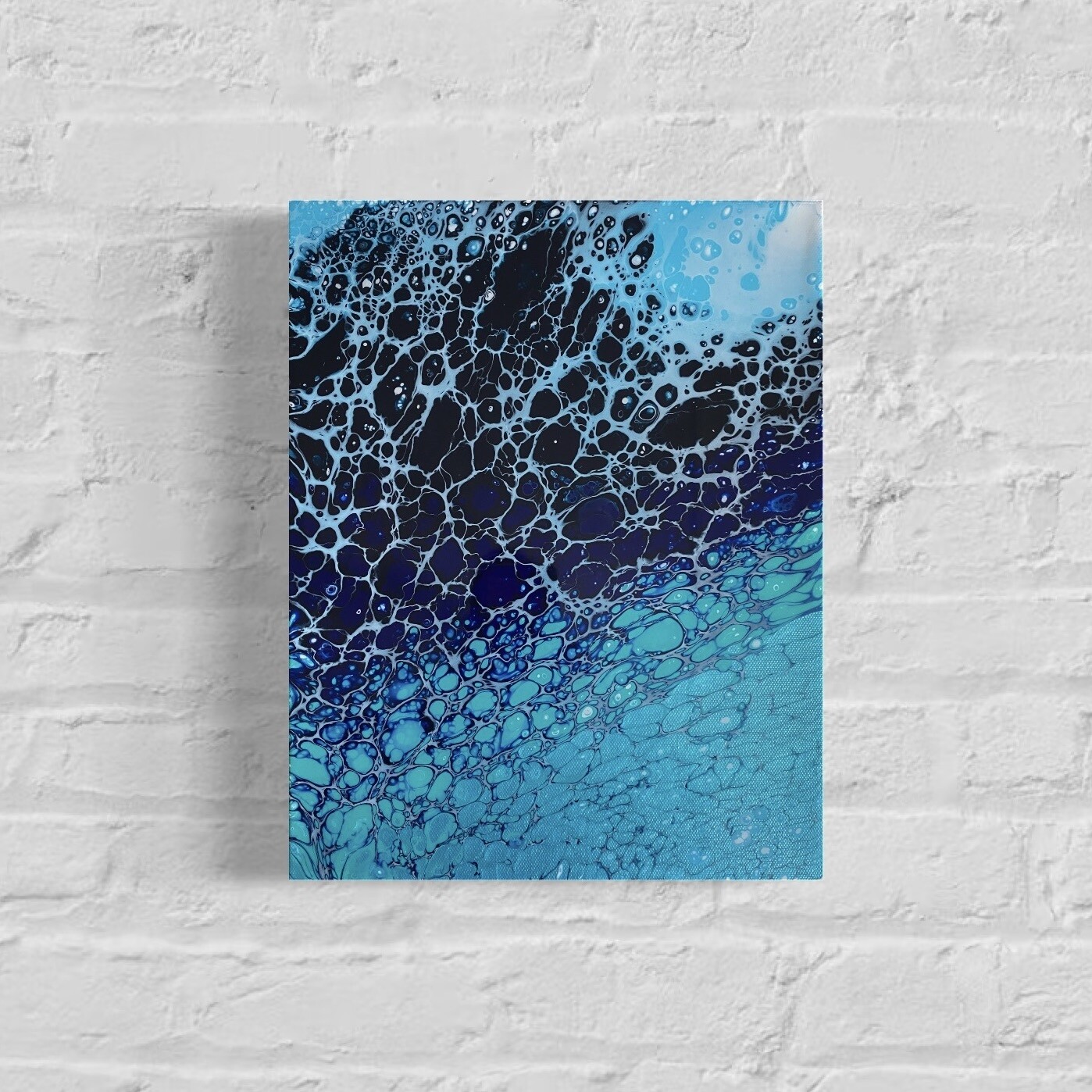 Electric Blue Bubbles Abstract Painting - Acrylic Swipe Painting