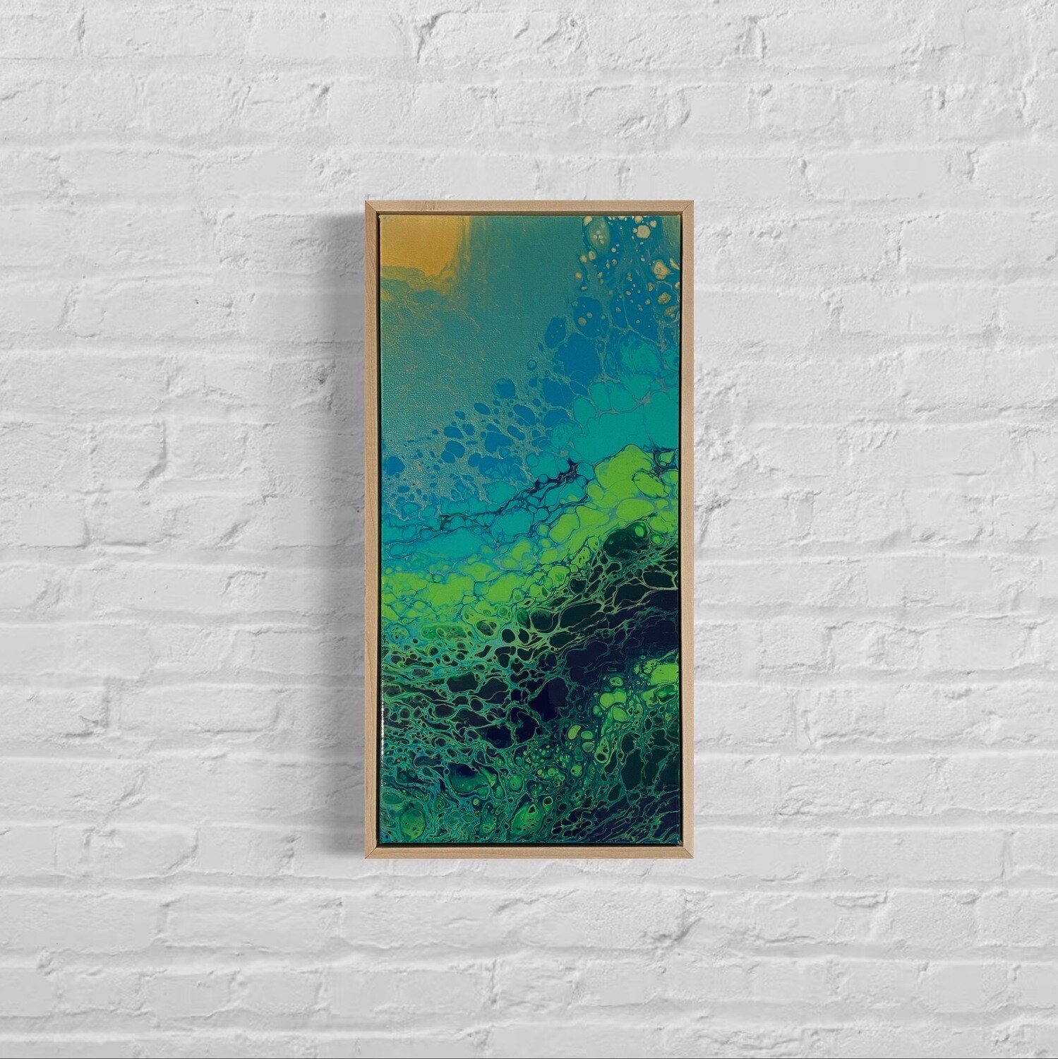 Green Shallows Abstract Painting - Acrylic Swipe Painting