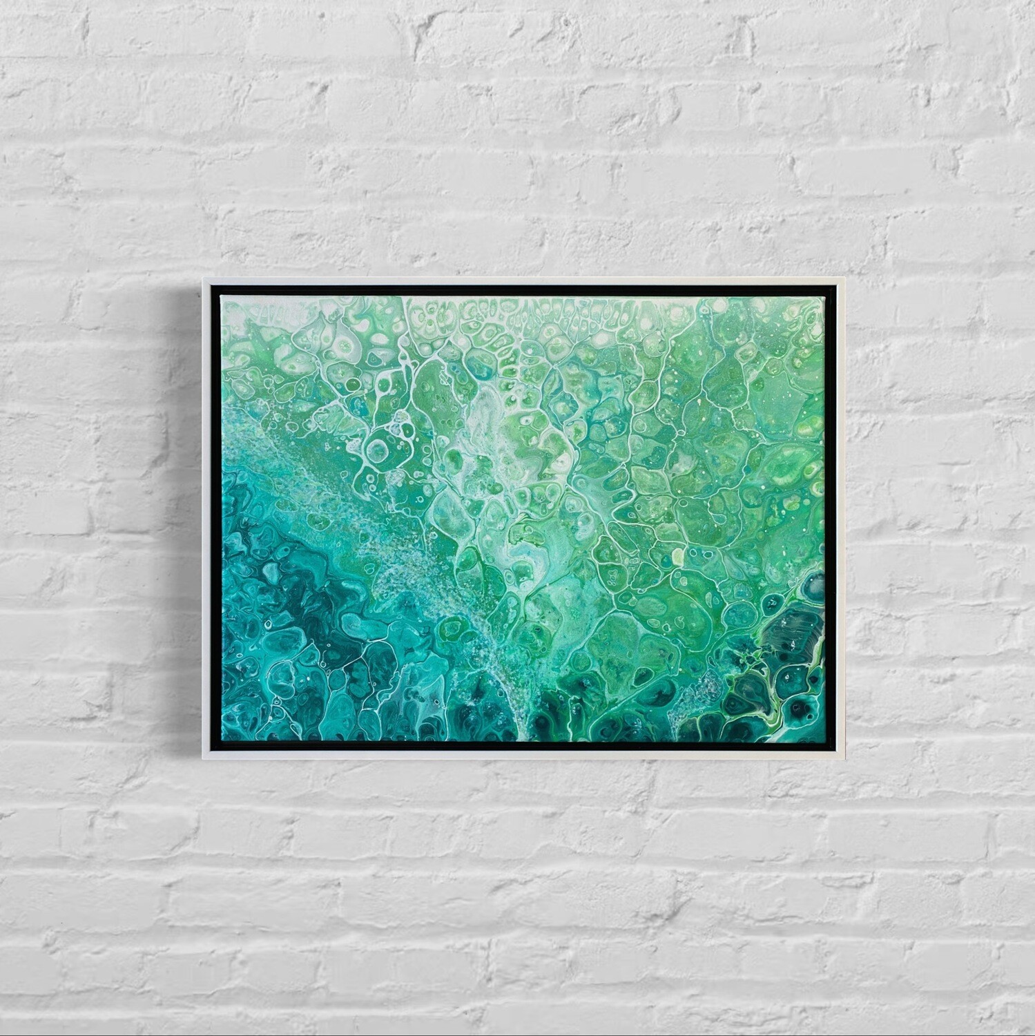 Seafoam Abstract Painting - Framed