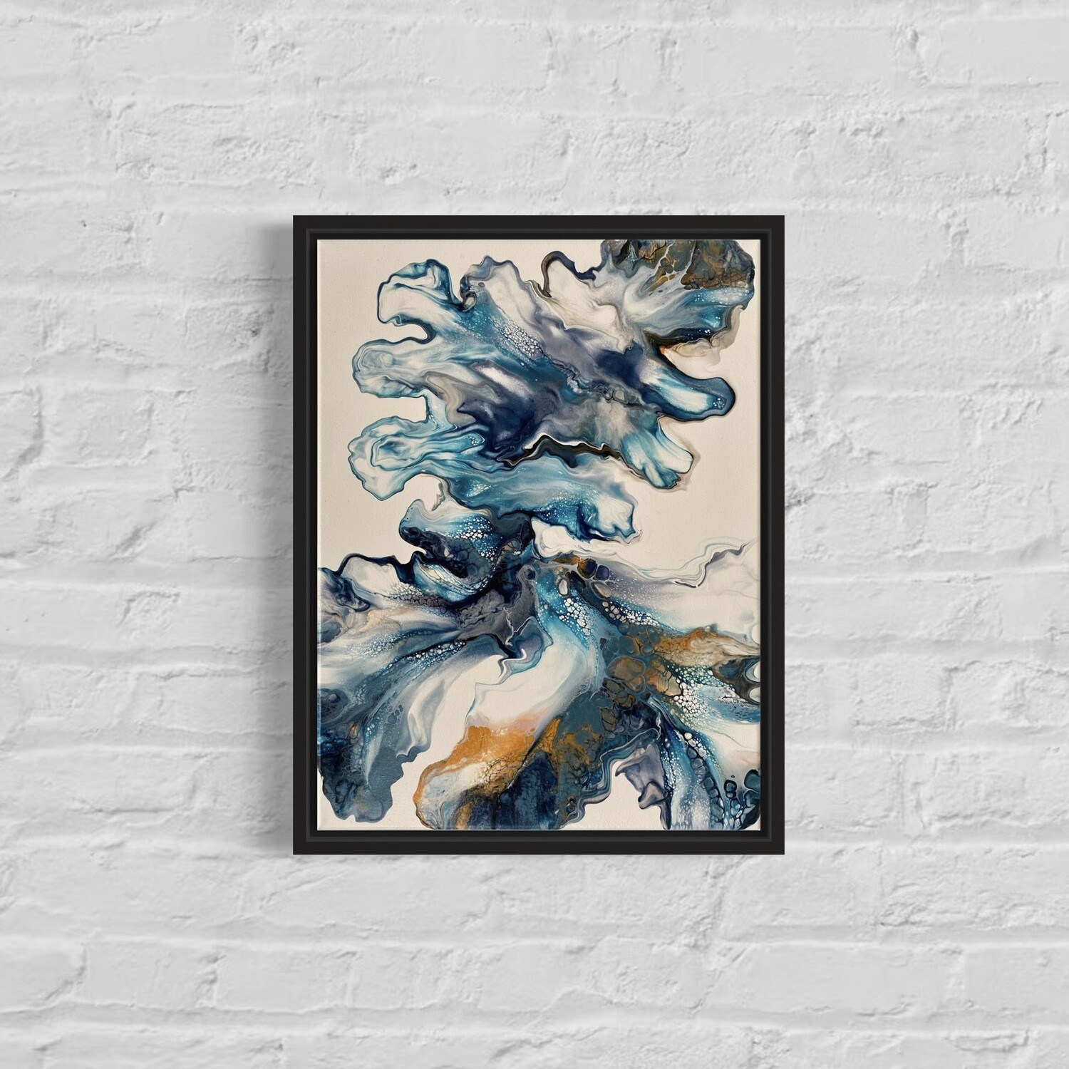 Stormy Blues Abstract Painting - Acrylic Dutch Pour