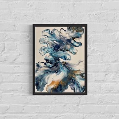 Stormy Blues Abstract Painting - Acrylic Dutch Pour