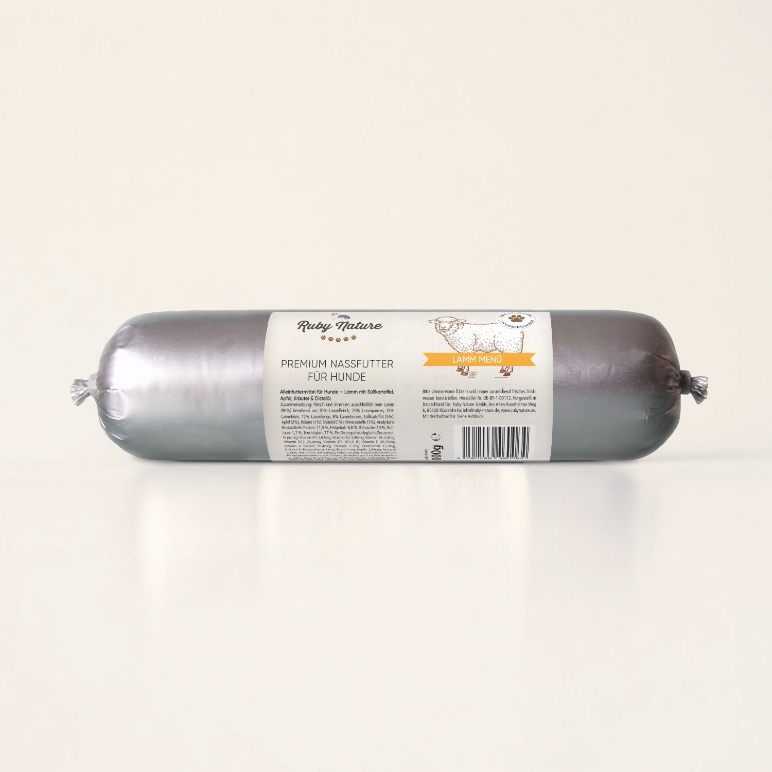Lamm mit Süßkartoffel, Apfel, Kräuter & Distelöl, 800g