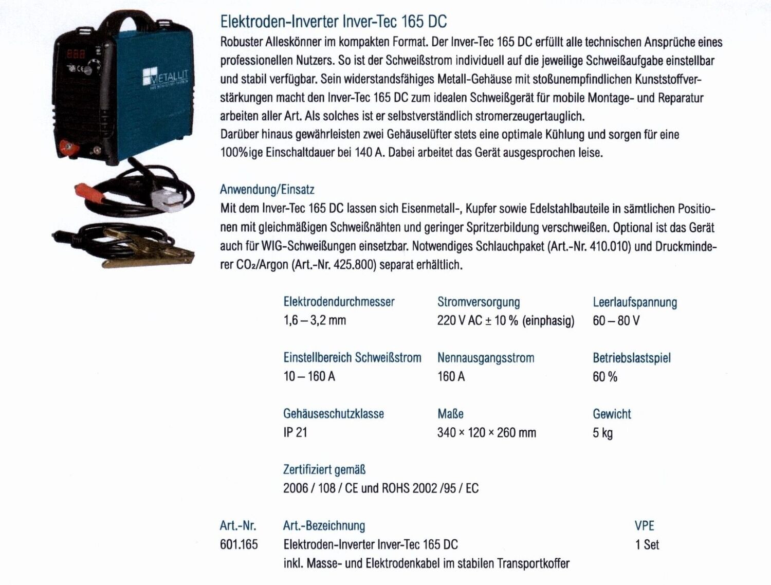 Elektroden-Inverter Inver-Tec 165 DC