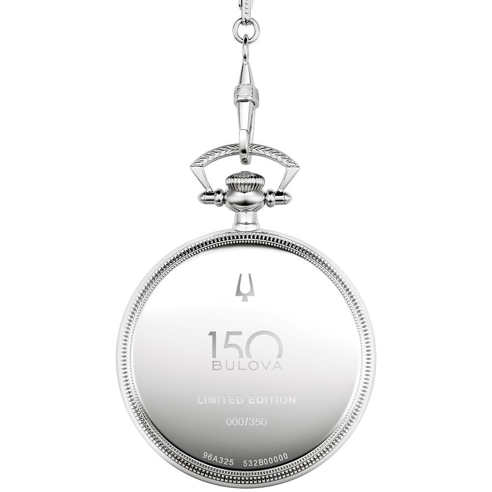 Bulova 150th Anniversary Limited Edition Silver Tone Pocket Watch 96A325