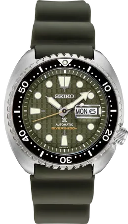 Seiko SRPE05 Prospex Automatic Diver watch, khaki-green pressed-pattern dial and black ceramic bezel