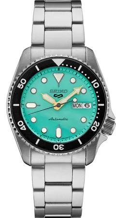 Seiko 5 Sports SKX Mid-Size – Green Dial, 38mm, Automatic – SRPK33 Seiko SRPK33 5 Sports SKX Mid-Size watch, vibrant green dial and black rotating bezel