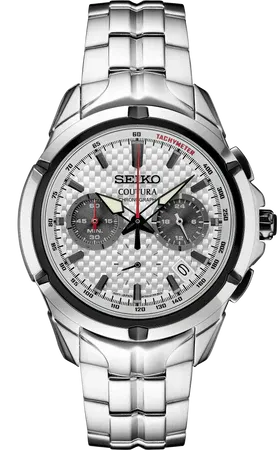 Seiko Coutura Quartz Chronograph – White Dial, 42mm – SSB433 Seiko SSB433 Coutura Quartz Chronograph watch, white dial chronograph in a hard-coated stainless steel case
